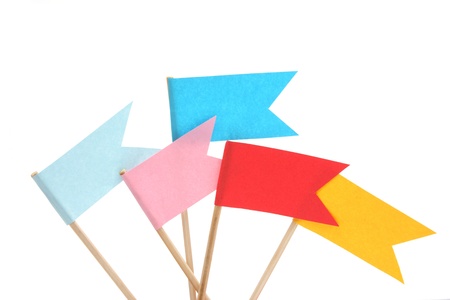 Colorful flags on white backgroundの写真素材