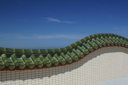 Enclosure wall over blue skyの写真素材