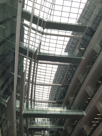 Interior of building with glass skylight for lightingの素材