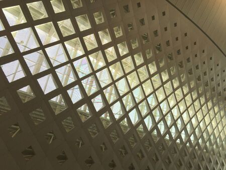 Interior of building with glass skylights for lighting