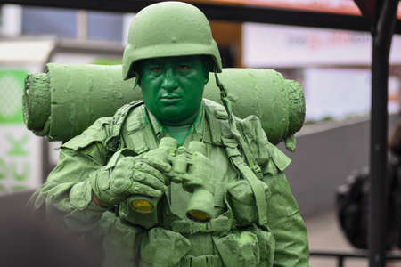 Portrait of a soldier in the foreground