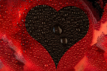 Black heart Red background in foreground