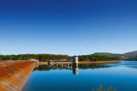 Water barrier dam of Apartadura, Alentejo, Portugalの写真素材