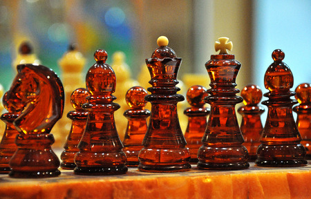 chess pieces made â€‹â€‹of amber precious gift