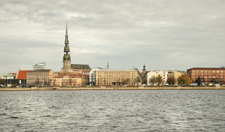 view of the city of Riga over the Daugava River