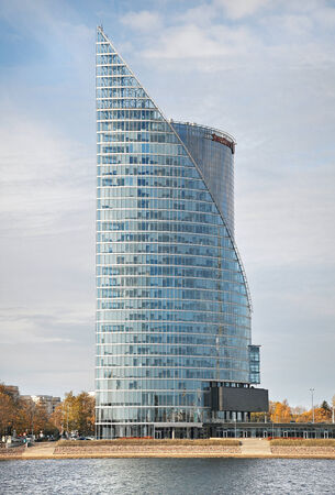 glass office building of the bank in Riga