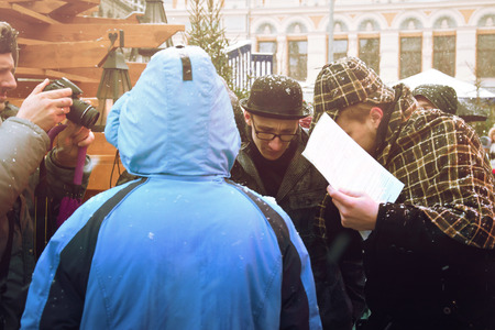 RIGA, LATVIA - January 4: decision tasks with heroes of books Conan Doyleのeditorial素材