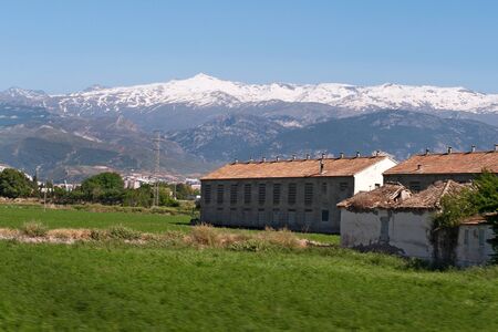 neighborhood of Granada, Spain, Sierra Nevada mountainのeditorial素材