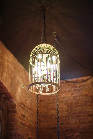 chandelier in the interior of a modern loftの写真素材
