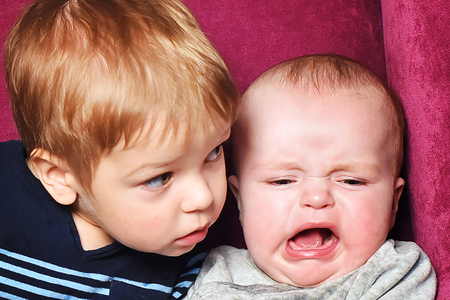 two little brothers close upの写真素材