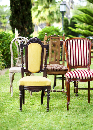 vintage wooden chairs decor for a wedding event