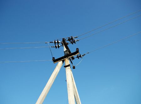 Electric wires on a ferro-concrete column.