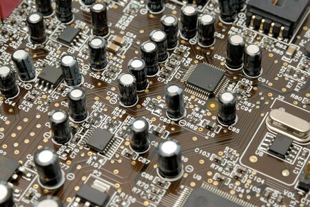 The printed-circuit-board with  chips resistors and condensers