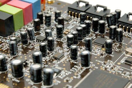 The printed-circuit-board with  chips resistors and condensers
