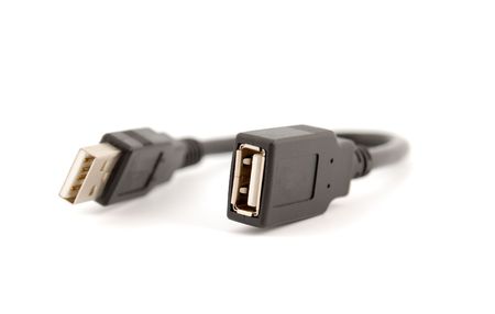 USB (Universal Serial Bus) connectors, cable. Isolated on white background.