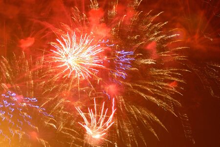 Beautiful fireworks on black sky. Colorful fireworks. Great for Independence Day, New Years Eve or...