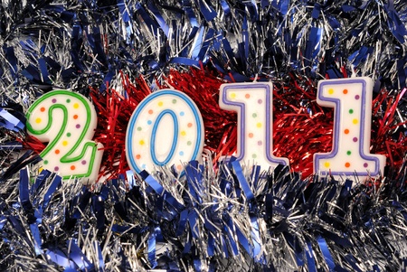 Candles arranged to show the year 2011 