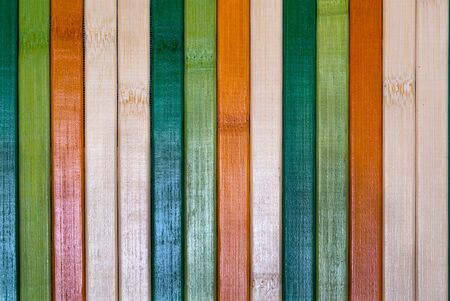 Backgrounds collection - Wall composed of individual colored woodblocksの写真素材