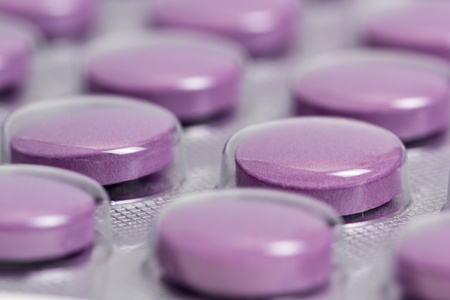 Close-up medicine pills packed in blisters packの写真素材