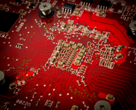 Electronic components on the circuit board computer