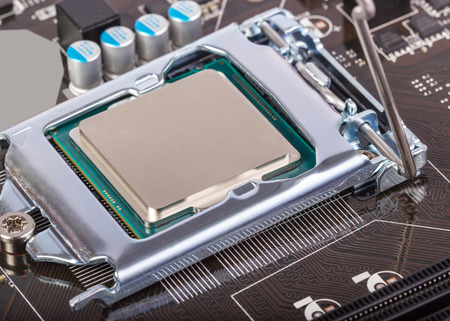 CPU socket on motherboard with installed a processor