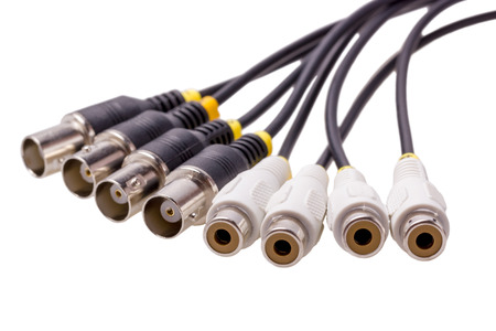 Electronic collection - Audio Video connector isolated on white backgroundの写真素材