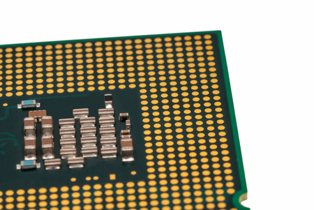Electronic collection - Computer CPU from the bottom side isolated on white background