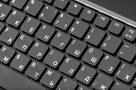 Electronic collection - detail laptop keyboard with russian letterの写真素材