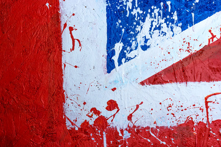 Backgrounds collection - Blots and smudges of paint on the painted wooden wallの写真素材