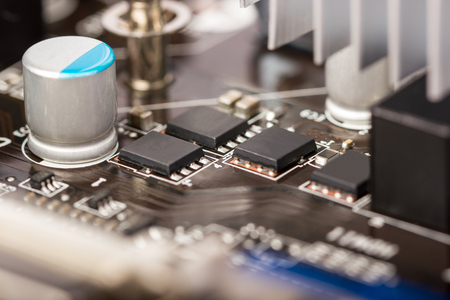 Electronic collection - closeup of computer circuit board with radioelements