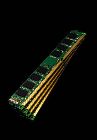 Electronic collection - computer random access memory (RAM) modules on the black background