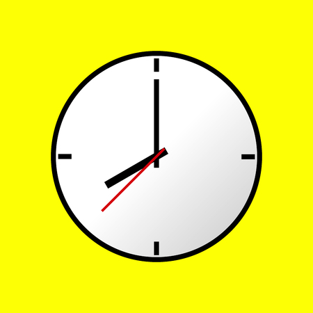 Clock icon, Vector illustration, flat design. Easy to use and edit. . Yellow background.のイラスト素材