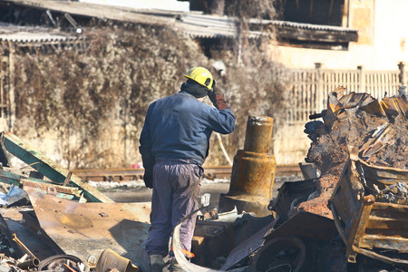 Loads of metal waste on the junkyard , to be recycledのeditorial素材