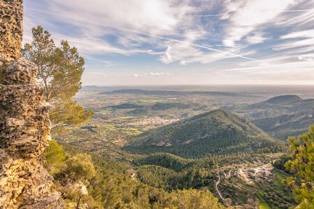 View of the mountains of Alar at sunset. Mallorca Island Balearic Islands Spain