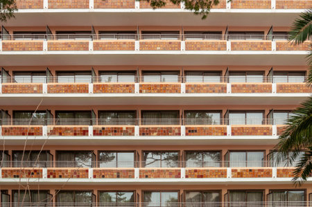 Front of a closed hotel on the island of Mallorca. Image of the tourist low seasonのeditorial素材
