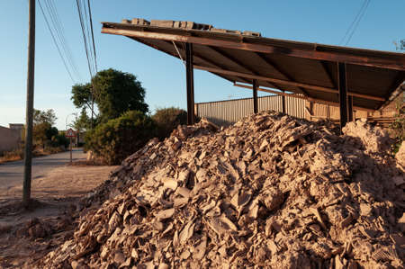 A mountain of ceramic and clay debris from a ceramic factory
