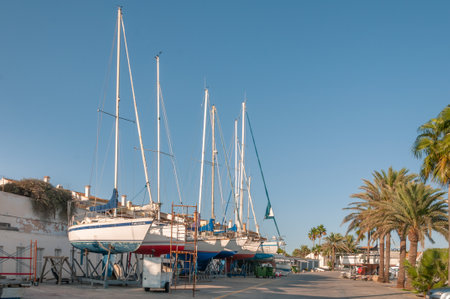 Sa Rapita, Balearic Islands / Spain; 05/03/2020: General view of a small recreational port on a...