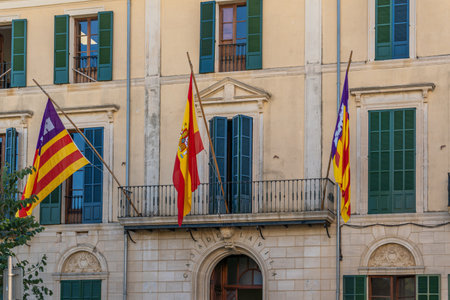 Porreres, Balearic Islands / Spain; November 17 2020: facade of the town hall of the town of Porreres, island of Mallorcaのeditorial素材