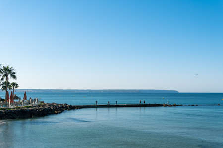 General view of Can Pere Antoni beach with the city of Palma de Mallorca in the background at...