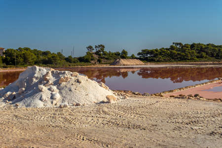 Traditional salt factory located in the Majorcan town of Colonia de Sant Jordi at sunrise