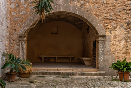 Santanyi, Spain; October 23 2021: Historic manor house in the center of the Mallorcan town of Santanyi, Spainのeditorial素材