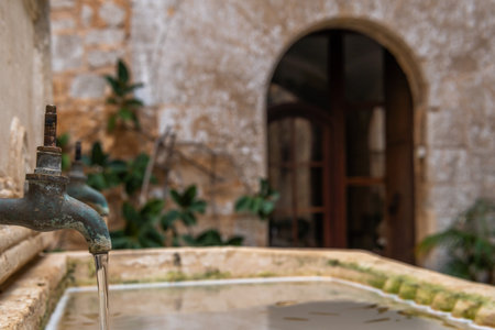 Santanyi, Spain; October 23 2021: Historic manor house in the center of the Mallorcan town of Santanyi, Spainのeditorial素材