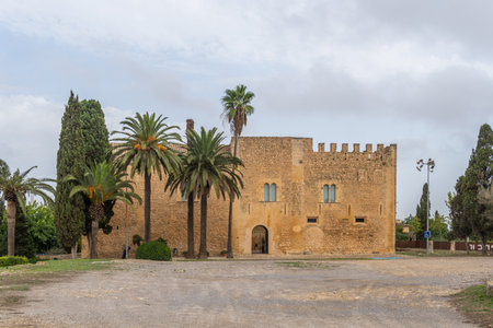 Main facade of the Manacor History Museum, Torre dels Enagistes, on the island of Mallorca, Spainのeditorial素材