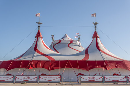 Palma de Mallorca, Spain; December 12 2021: Alegria Circus facilities in the outskirts of the city of Palma de Mallorca, on a sunny dayのeditorial素材