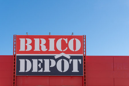 Palma de Mallorca, Spain; December 27 2021: Main entrance of the multinational company, Brico Depot, in the city of Palma de Mallorcaのeditorial素材