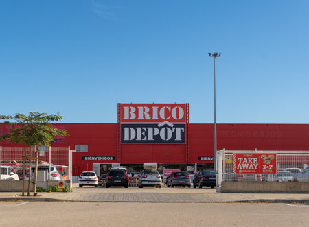 Palma de Mallorca, Spain; December 27 2021: Main entrance of the multinational company, Brico Depot, in the city of Palma de Mallorcaのeditorial素材