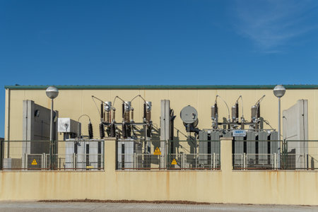 Palma de Mallorca, Spain; December 30 2021: Son Oms power substation, in Palma de Mallorca on a sunny morningのeditorial素材