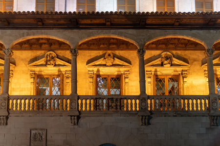 Palma de Mallorca, Spain; January 05 2022: General view of the Consolat de Mar, seat of the government of the Balearic Islands at night illuminatedのeditorial素材