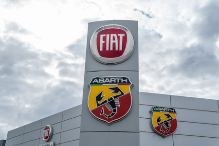 Manacor, Spain; january 20 2022: Fiat car dealership in the Majorcan town of Manacor, Spainのeditorial素材
