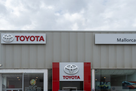 Manacor, Spain; january 20 2022: Toyota car dealership in the Majorcan town of Manacor, Spainのeditorial素材